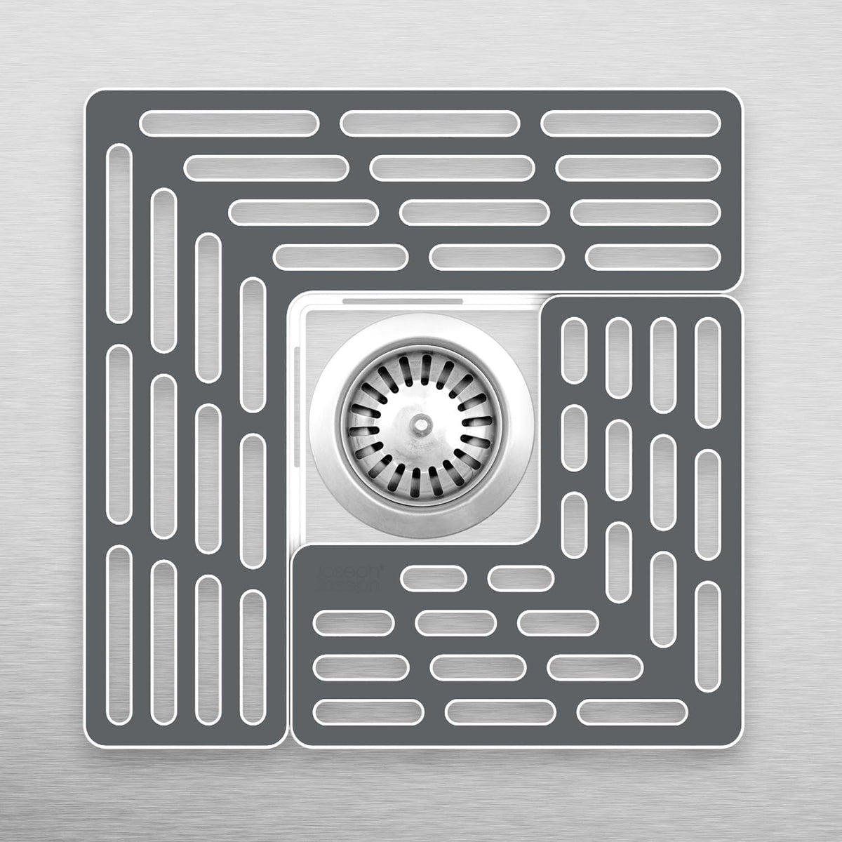 Joseph Joseph Sink Saver- 2 piece Adjustable Kitchen Sink Protector Mat with Non Slip feet, Grey