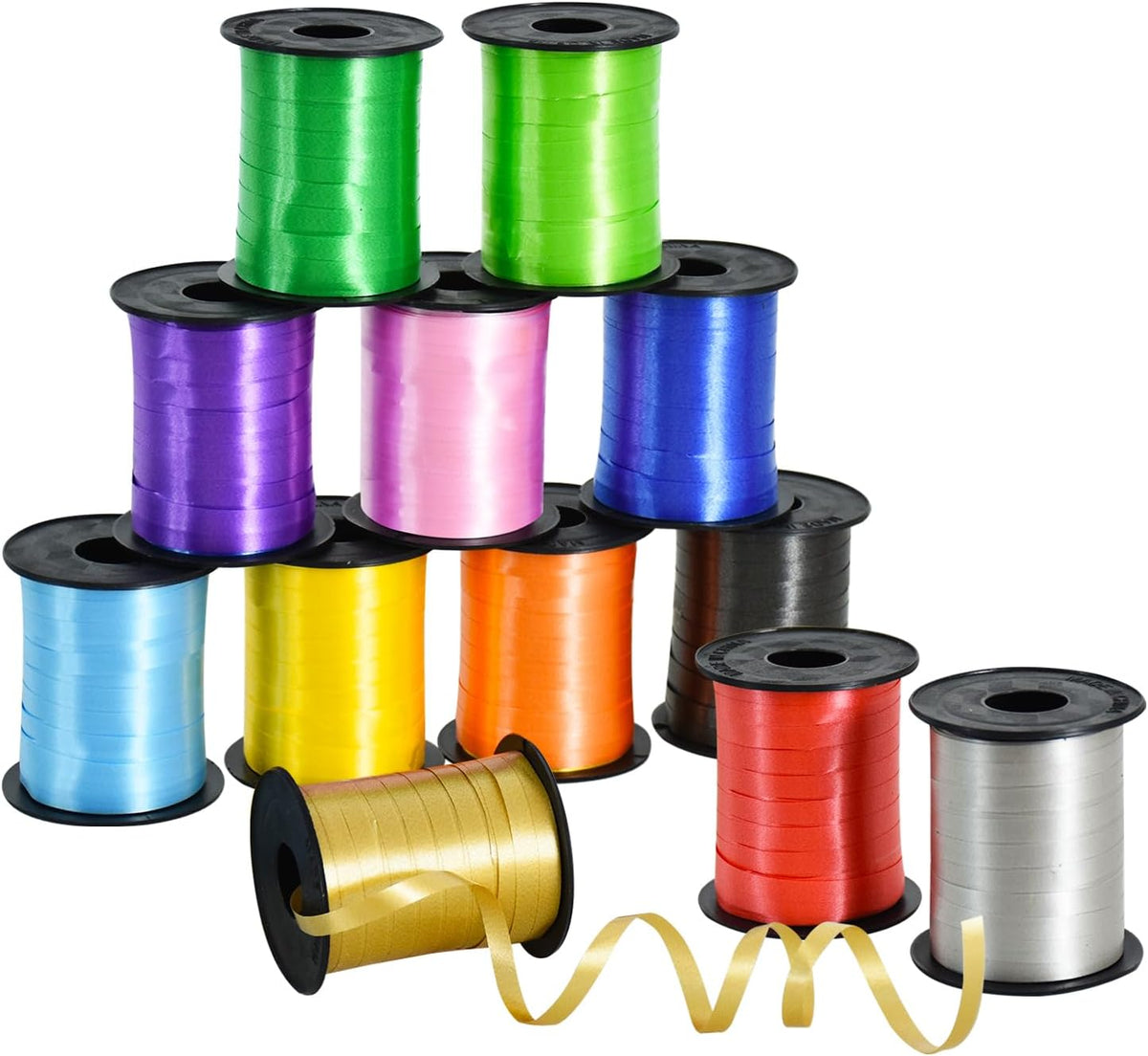TONIFUL 12 Assorted Colorful Curling Ribbon Balloon String Gift Wrapping