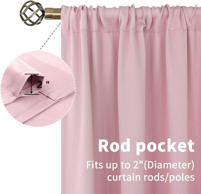 BGment Baby Pink Room Darkening Curtains for Short Window - Rod Pocket Thermal Insulated Blackout Curtains for Girl Bedroom, 42 x 45 Inch, 2 Panels