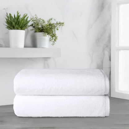 Amazon Basics Bath Towels, 100% Cotton Quick Dry Towel Set, Soft and Absorbent, 70 x 140 cm, White, 2-Pack