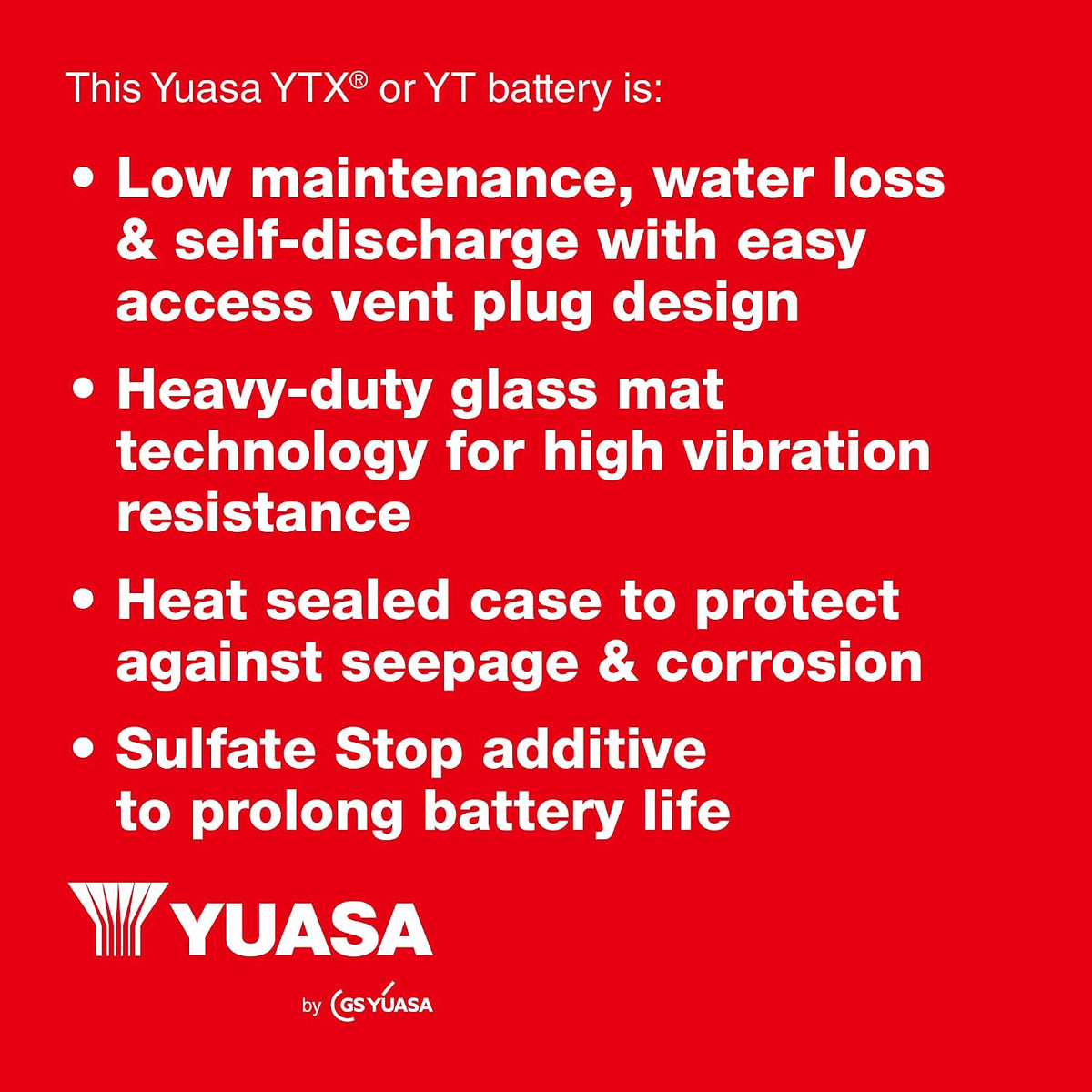 Yuasa YTX20HL 12V 310 CCA AGM VRLA High Performance Motorbike Battery