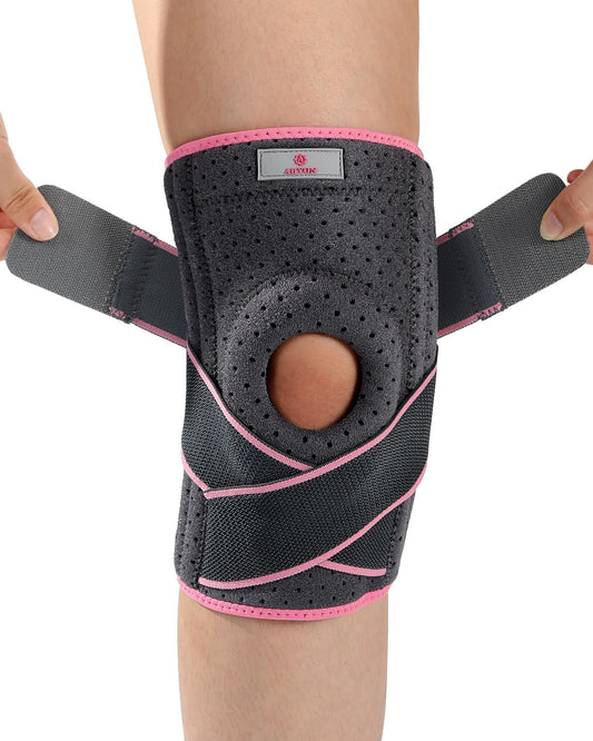 Knee Support 4XL/5XL, Adjustable Non-Slip Knee Brace with Side Stabilizers and Open Patella Gel Pad for Arthritis, Meniscus Tears, LCL/MCL/ACL Ligament Joint Pain (4XL/5XL)