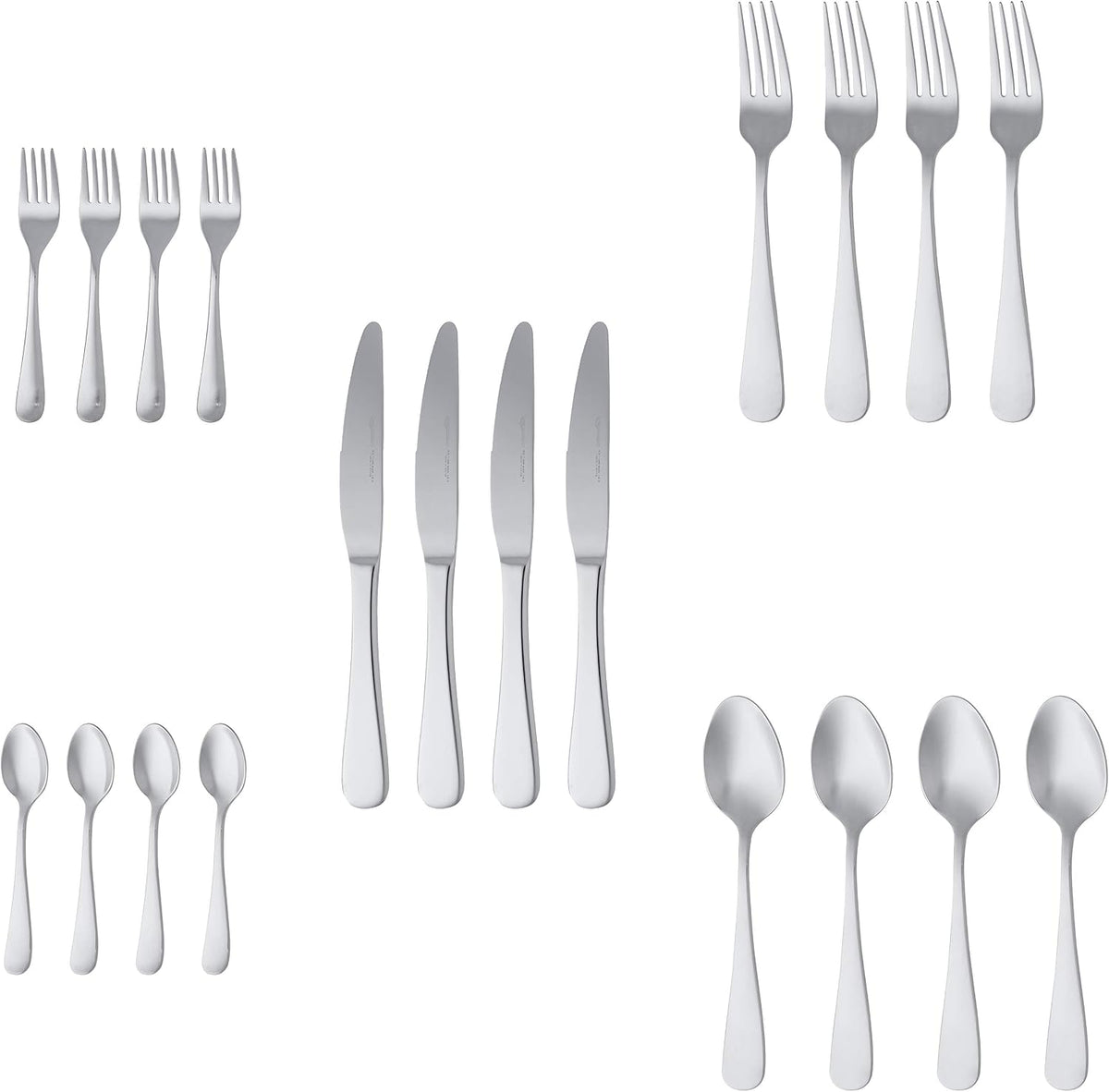 AmazonBasics 20-Piece Stainless Steel Flatware Set with Round Edge, Service for 4 - Amazon Vine