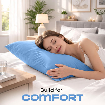 Aspire Homeware Pillow Cases 2 Pack – 100% Brushed Microfiber Blue Pillowcases Super Soft Envelope Closure Pillow Cover (50x75cm)
