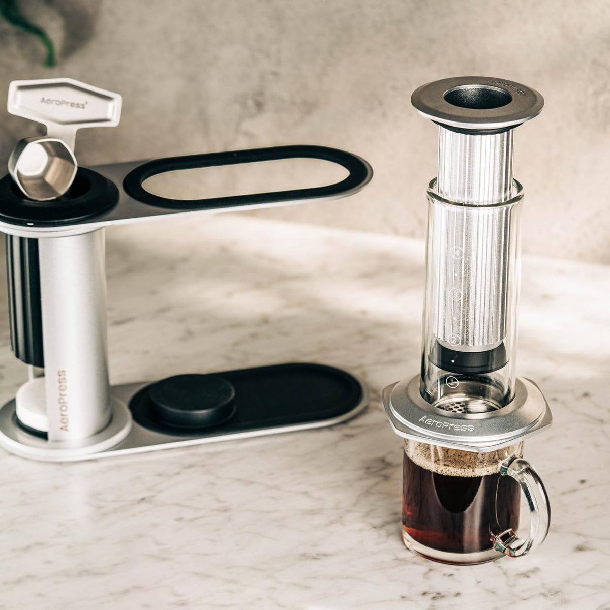 AeroPress Stainless Steel Organizer Stand, Organizing Caddy & Accessories Station with Storage Rack for Filters, Holder Fits Premium, Clear & Original Coffee Maker