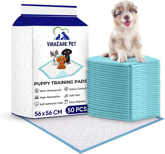 50 x Puppy Training Pads 56x56cm, Dog Pee Pad, Self Adhesive Tabs