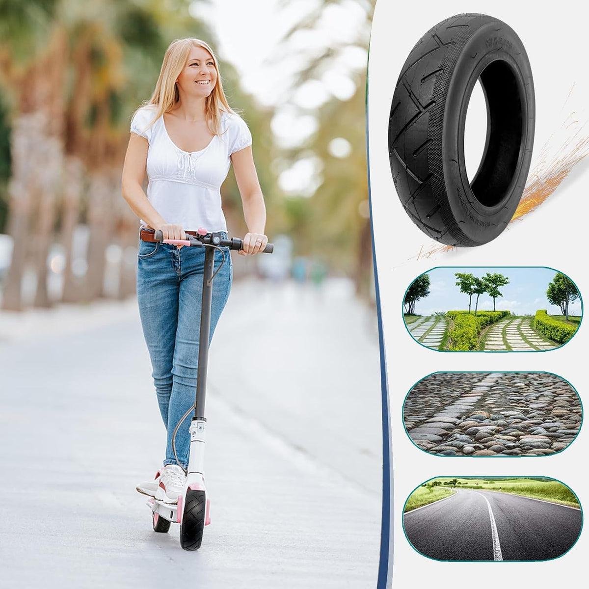 10 Inch Electric Scooter Tyres 10 x 2.125, Scooter Inner Tube and Tyre, Front/Rear Tires for Xiaomi Wheel Inflatable Tires Replacement