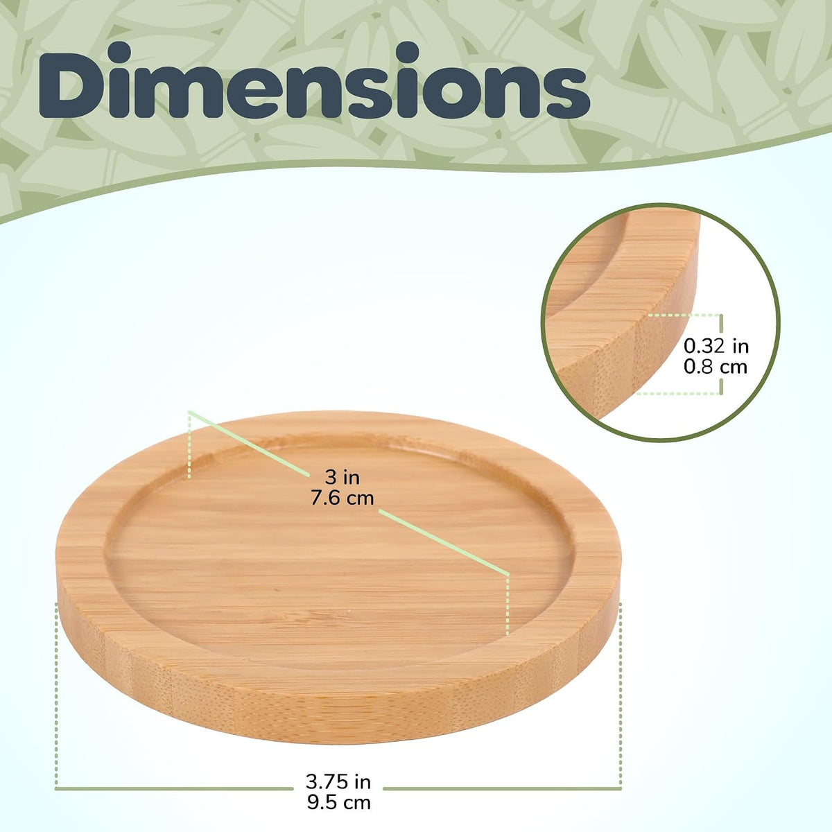 BambooMN Heavy Duty 100% Eco-Friendly Natural Bamboo Coasters - 3.75" - Round - 4 Piece Coaster Set