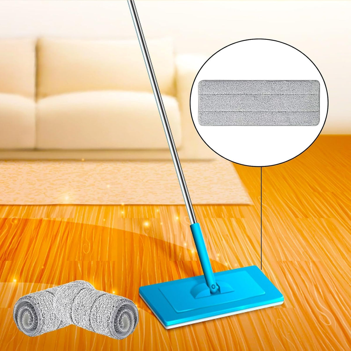 10 Microfibre Mop Pads, Washable Dry/Wet Replacement for All Spray Mops, Fit for Hardwood, Marble, Tiles, Laminate (Grey)