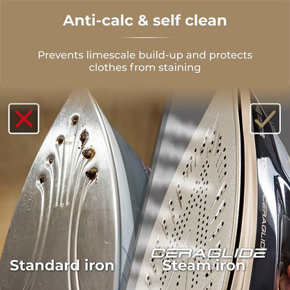 Tower Steam Iron 3100W, Extra-Long 3m Cord for Flexible Ironing, Fast Heat-Up, 190g Steam Boost for Fast Crease Removal, Ceramic Soleplate, 360ml Tank, Gold & Black (T22021GLD)