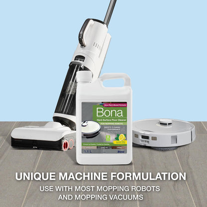Bona Hard-Surface Floor Cleaner for Mopping Robots and Vacuums, Concentrate, Quick-drying and Streak-free, Lemon Mint - 1.1L