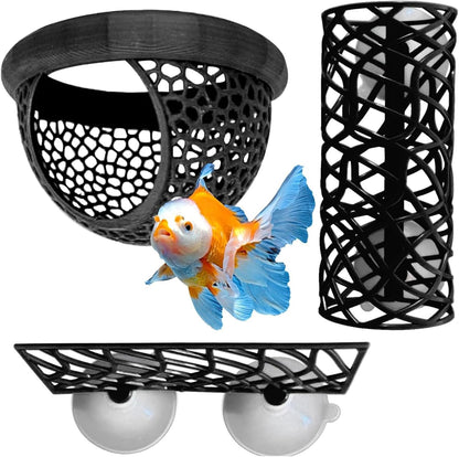 Betta Fish Accessories, 3 Piece Aquarium Decor Set, Cave Tunnel and Hammock for Betta Fish Tank, Fish Tank Accessories Ornaments for Small Fish and Shrimp