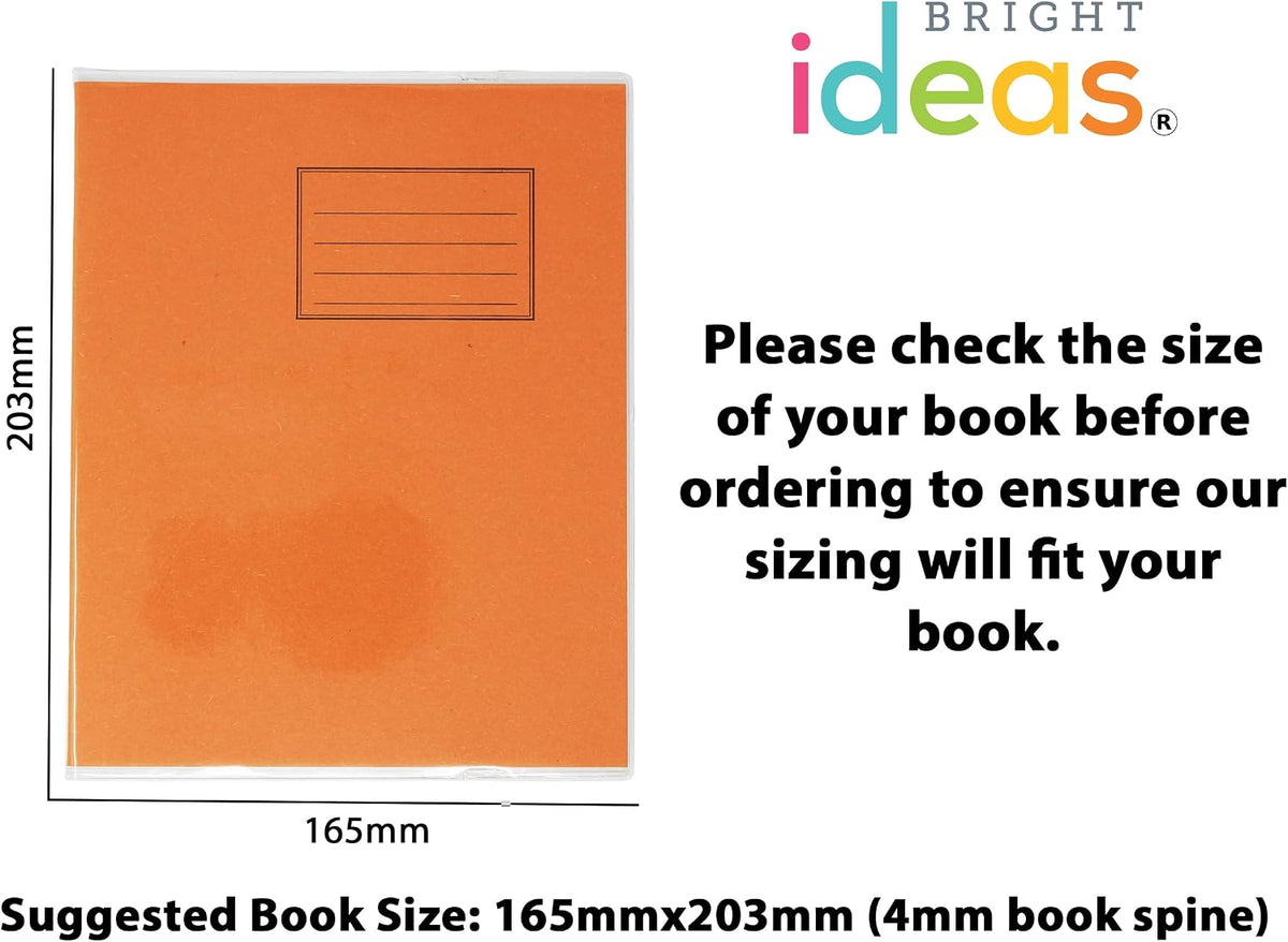 Bright Ideas Clear PVC A5 Exercise Book Covers, 21.1cm x 16.7cm (Folded), 250 Micron, Pack of 10, Extra Strong Wipe Clean Clear PVC School Book Covers, Fits Standard A5 Exercise Books, BI9002