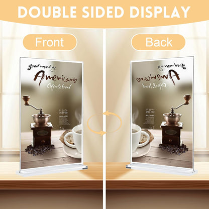 3 Pack A4 Acrylic Sign Holder,Clear Poster Menu Holders, A4 Stands Display Holder,Double Side Display Acrylic Sign Holder,T-Shape Perspex Display Holder for Office Shop Restaurant School