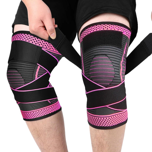 Plus Size Knee Support for Women Men Extra Large Brace 3xl 4xl 5xl for Obese People Arthritis Meniscus Tear Adjustable Knee Compression Sleeve for Sports Bodybuilding 2 Pack (Rose red, 5XL)