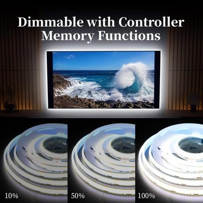 iNextStation USB COB LED Strip Light 2M 5V Cold White 6000K 640LEDs