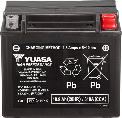 Yuasa YTX20HL 12V 310 CCA AGM VRLA High Performance Motorbike Battery