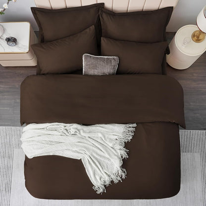 Aisbo Double Duvet Cover Set Grey, Brushed Microfiber Bedding Set