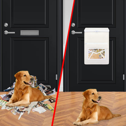 Letter Box Catcher, Indoor Post Catcher, Slim Letterbox Cage, White | Letterbox Catcher, Letterbox Cage Alternative, Inside Door Post Catcher, Self-Adhesive, Fits UPVC/Glass/Wood/Metal Doors