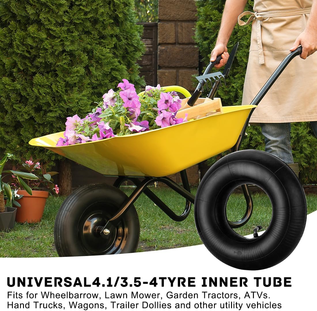 4.10/3.50-4 Inner Tube with TR-87 Bent Valve Stem Replacement Wheelbarrow Tire Inner Tube for Hand Trucks Lawn Mowers Trailers