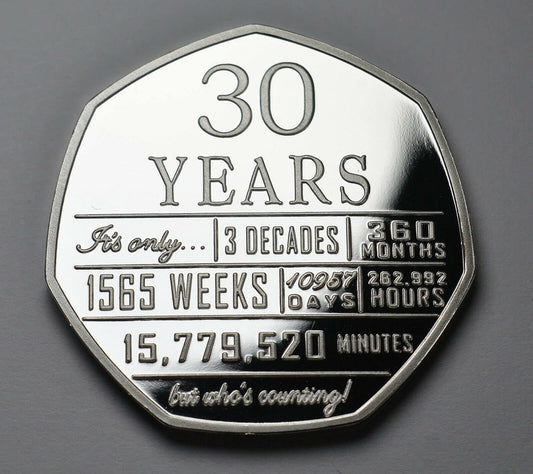 The Commemorative Coin Company 30th Birthday .999 Silver Commemorative . Unique Gift/Present Party/Celebration Ideas 30 Thirty Years