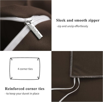 Aisbo Double Duvet Cover Set Grey, Brushed Microfiber Bedding Set