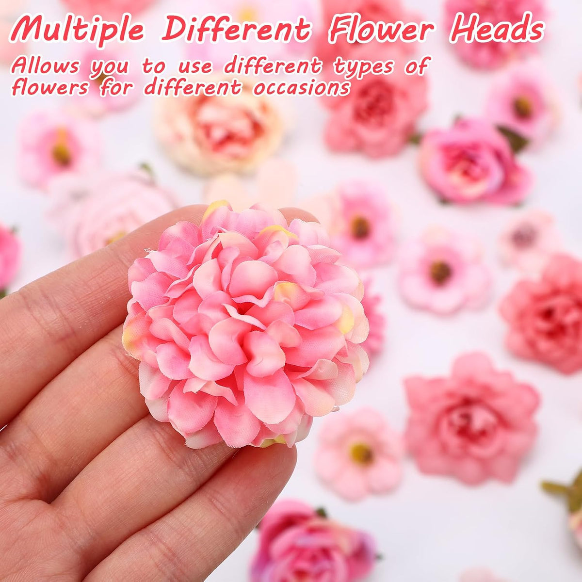 40PCS Artificial Flowers Heads Small Pink Artificial Flowers for Cake Decor