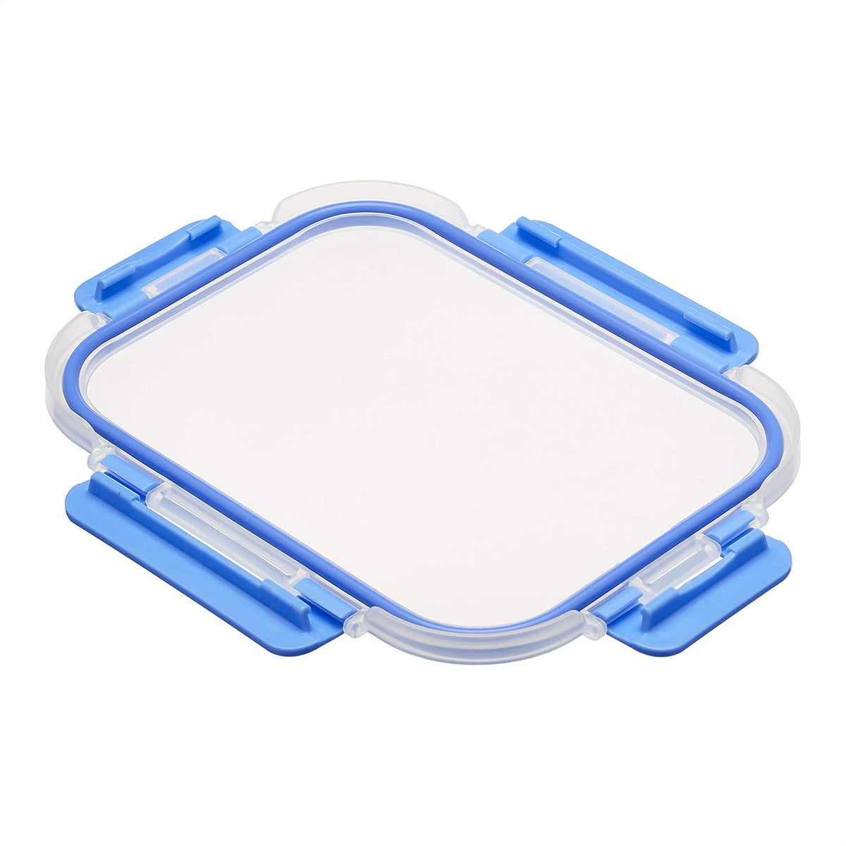 Amazon Basics Glass Locking Lid Food Storage, 14 Count Set, 7 Containers and 7 BPA-Free Lids, Clear With Blue Silicone Ring
