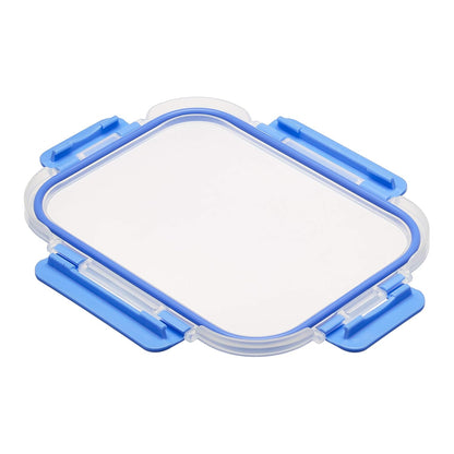 Amazon Basics Glass Locking Lid Food Storage, 14 Count Set, 7 Containers and 7 BPA-Free Lids, Clear With Blue Silicone Ring