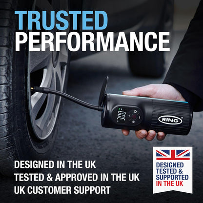 RING TYREINFLATE GO 2 Tyre Inflator Air Compressor, Cordless & Rechargeable