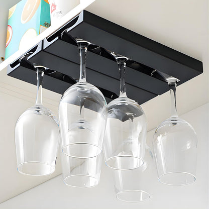 Self Adhesive Wine Glass Rack Under Shelf, Hanging Glasses Holder Hanger | Only 2cm thick, saving space; inverted storage prevents dust accumulation and allows for quick draining.