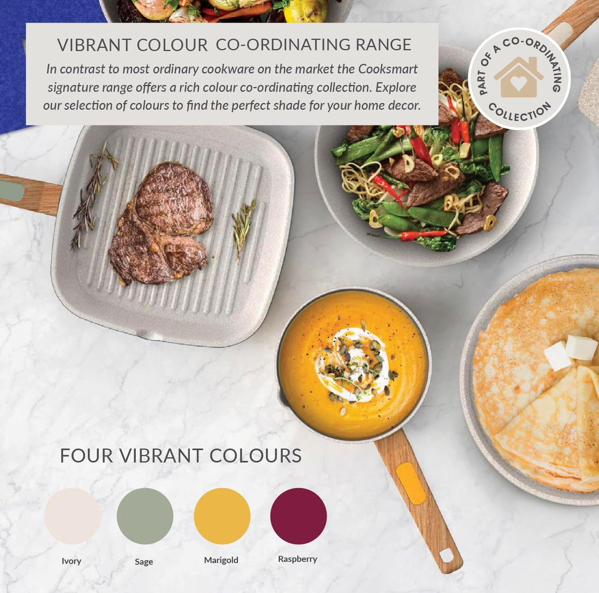 Cooksmart Signature 20cm Frying Pan, Cast Aluminium, Marigold