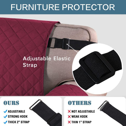 BellaHills Sofa Covers Water Resistant Sofa Cover 3 Seater Reversible Sofa Slipcovers Sofa Protectors from Cats Couch Covers with Non Slip Elastic Straps for Kids Pets (Sofa, Burgundy/Tan)
