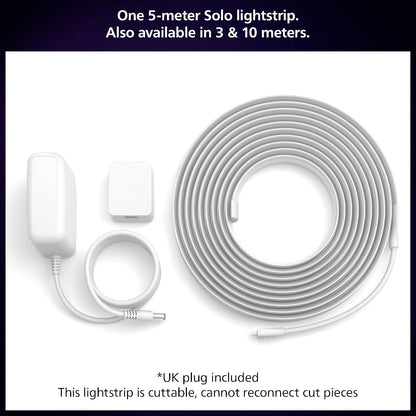 Philips Hue Indoor Solo Smart LED Lightstrip, 5m, Base Kit, 1 Pack