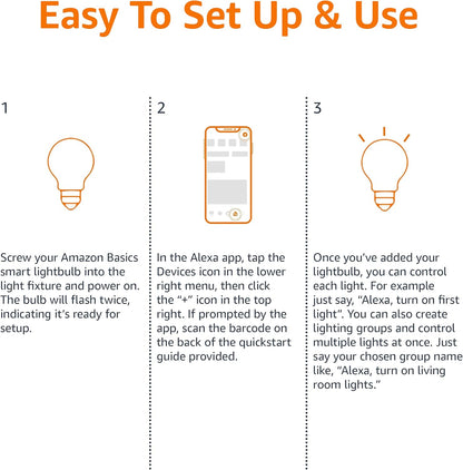 Amazon Basics Smart Multicolor LED Light Bulb, E27 Base, 8W (60W Equivalent), Works with Alexa Only, 2 Pack
