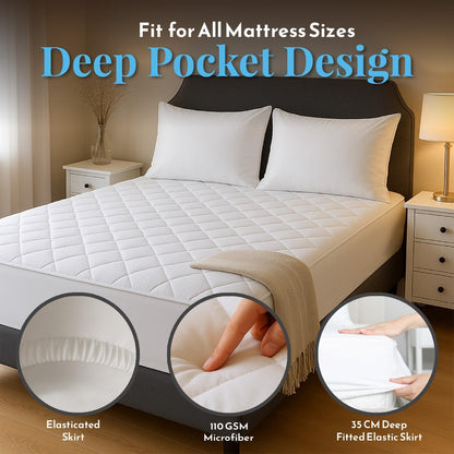 Acrali Home Quilted Super King Mattress Protectors, UltraSoft 3-Layer Design with Deep Fitted Skirt, Breathable & Anti-Allergy – Machine Washable Bed Cover (180x200+35cm)