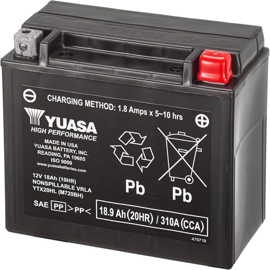 Yuasa YTX20HL 12V 310 CCA AGM VRLA High Performance Motorbike Battery