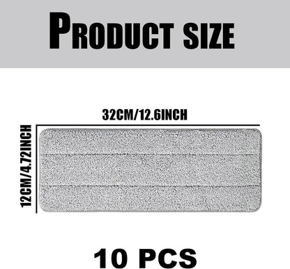 10 Microfibre Mop Pads, Washable Dry/Wet Replacement for All Spray Mops, Fit for Hardwood, Marble, Tiles, Laminate (Grey)