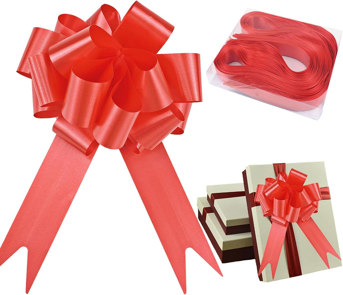 30Pcs Large Pull Bows,Red Pull Bows for Gift Wrapping Pull Ribbon Bows Gift Wrap Bows for Gift Wrapping Flower Presents Basket Birthday Wedding Christmas Party