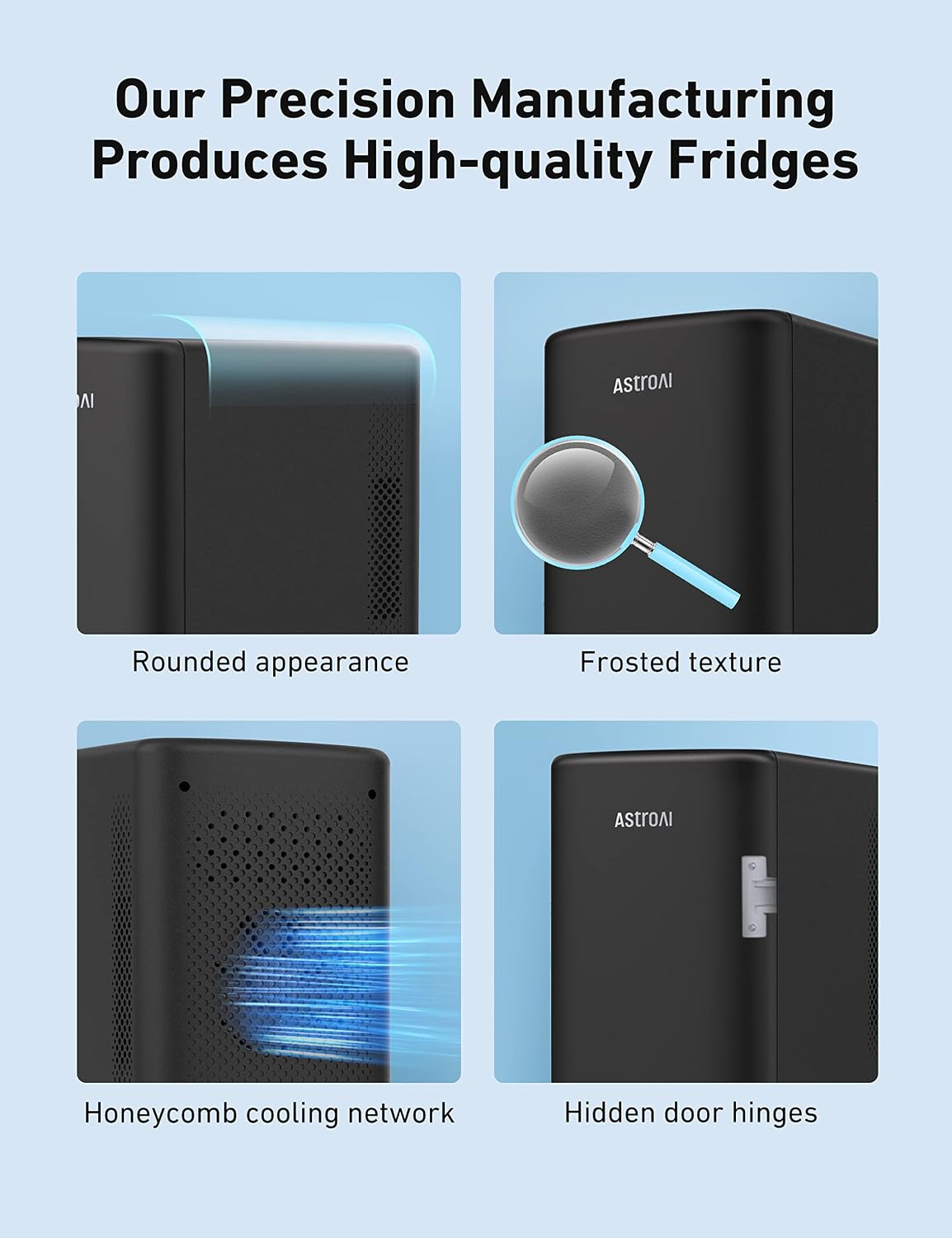 AstroAI Mini Fridge 6 Litre / 8 Can for Bedrooms, Small Fridge, AC/DC Power