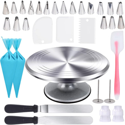 Cake Turntable 12 Inch, Uten Cake Stands, Aluminium Cake Decorating Display Stand, 33pcs Cake Decorating Supplies Set, Straight & Offset Spatula, Cream Scraper etc. Baking Tools & Accessories