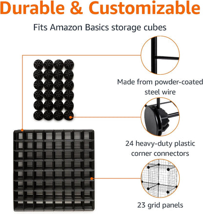 Amazon Basics 6 Cube Wire Grid Stackable Storage Shelves, Black, 66 x 32 x 96.5 cm