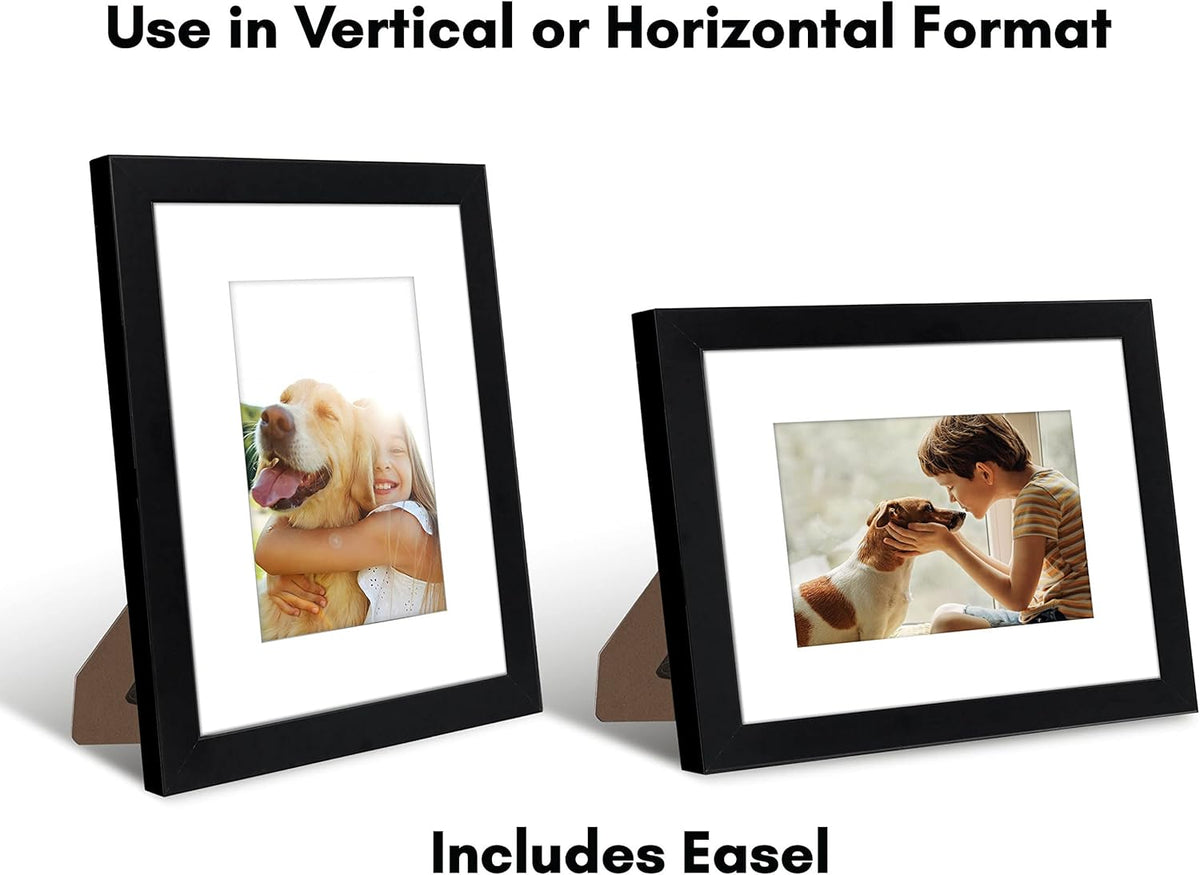 Americanflat 10x8 Photo Frames in Black - Set of 2 - Use as 7x5 Photo Frames with Mount or 8x10 Frames Without Mount - Horizontal and Vertical Formats for Wall and Tabletop
