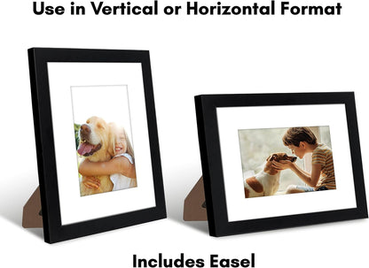 Americanflat 10x8 Photo Frames in Black - Set of 2 - Use as 7x5 Photo Frames with Mount or 8x10 Frames Without Mount - Horizontal and Vertical Formats for Wall and Tabletop