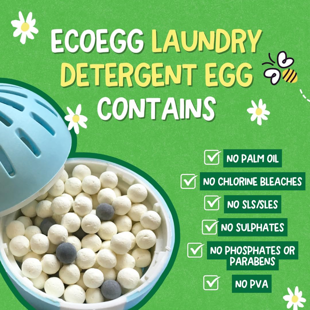 ecoegg - Laundry Egg, 70 Washes - Non-Bio Laundry Detergent for Sensitive Skin - Fresh Linen - Refillable