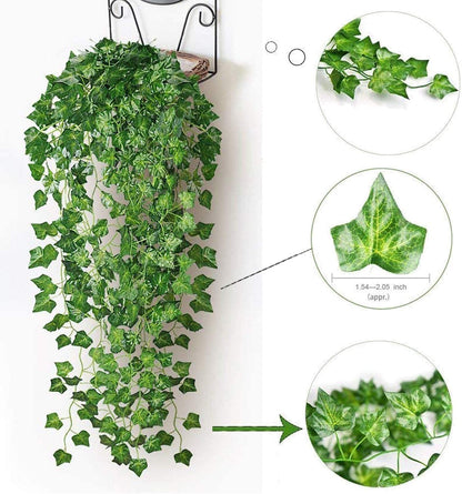 84 FT Artificial Ivy 12 Pack Ivy Vine Garland Ivy Leaves Greenery Garlands Clip Hanging Fake Leaf Plants Faux Green Flowers Decor Home Kitchen Garden Office Wedding Wall