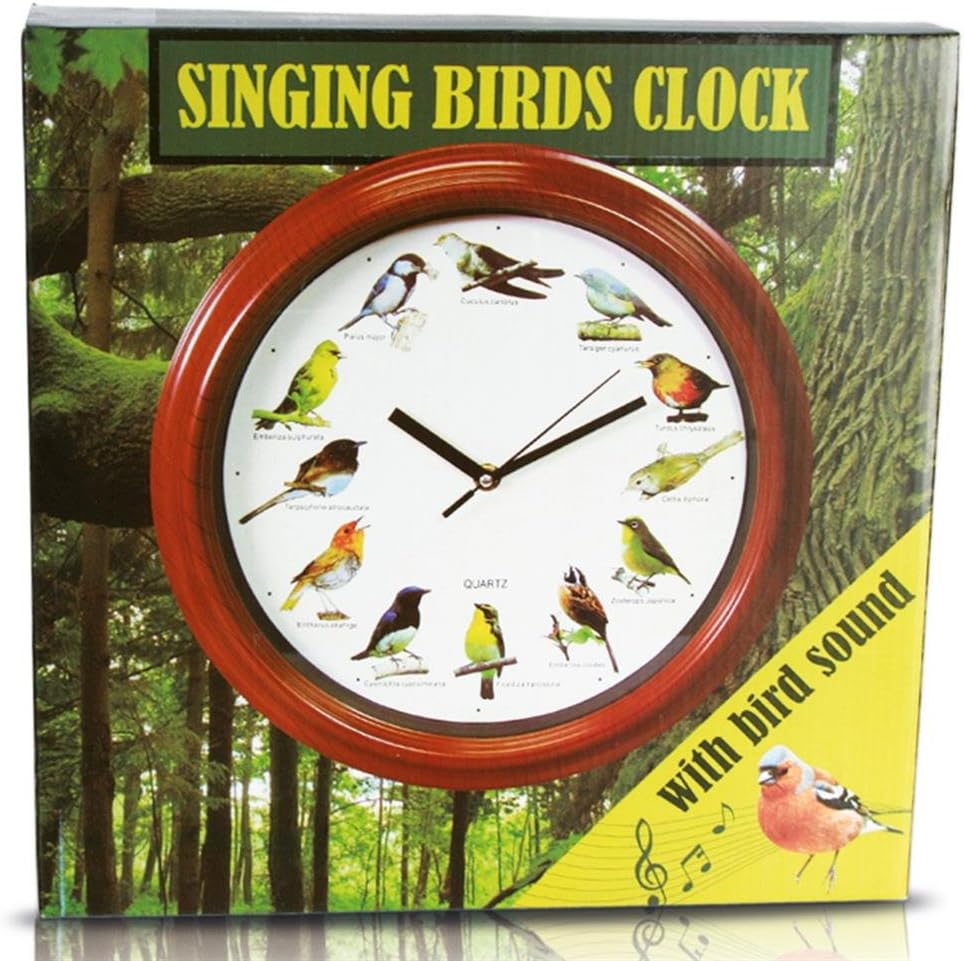 Out of the Blue Plastic Wall Clock with Birds Design, Multicolour, l x 32 cm w