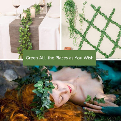 84 FT Artificial Ivy 12 Pack Ivy Vine Garland Ivy Leaves Greenery Garlands Clip Hanging Fake Leaf Plants Faux Green Flowers Decor Home Kitchen Garden Office Wedding Wall