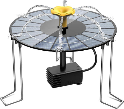 AISITIN 4W Solar Water Fountain with 1500mAh Battery, 2024 Upgraded Metal Stand Solar Powered Fountain Pump with 1 Flower Nozzle, Solar Fountains Water Feature for Garden, Bird bath, Ponds