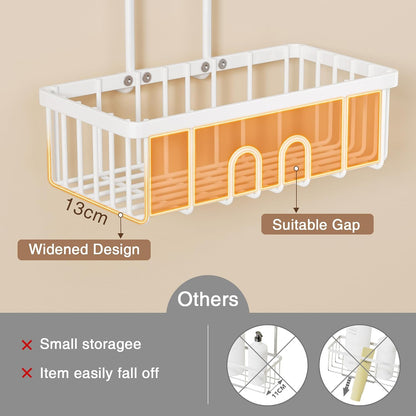 pickpiff Shower Caddy Hanging Bathroom Shelf No Drilling Stainless Steel | Hook Over No Drill,Rustproof,Hanging Shower Organiser Storage，Shampoo Holder，White